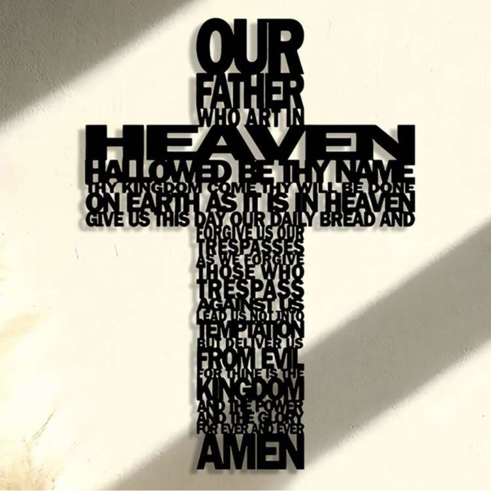 Lord’s Prayer Metal Black Cut-out Wall Cross Decor